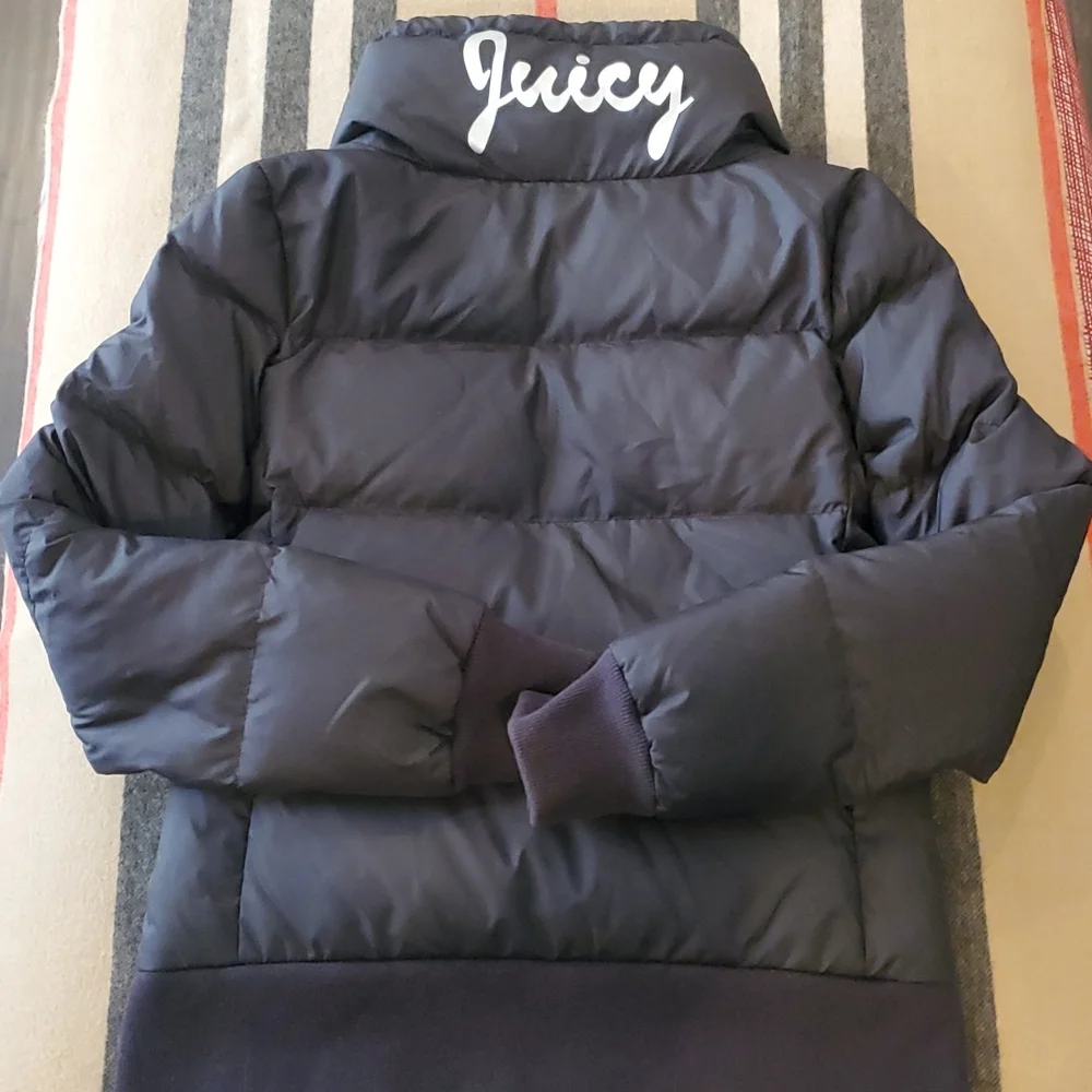 Juicy Couture Black Quilted Puffer Coat Sz Small - Picture 4 of 8